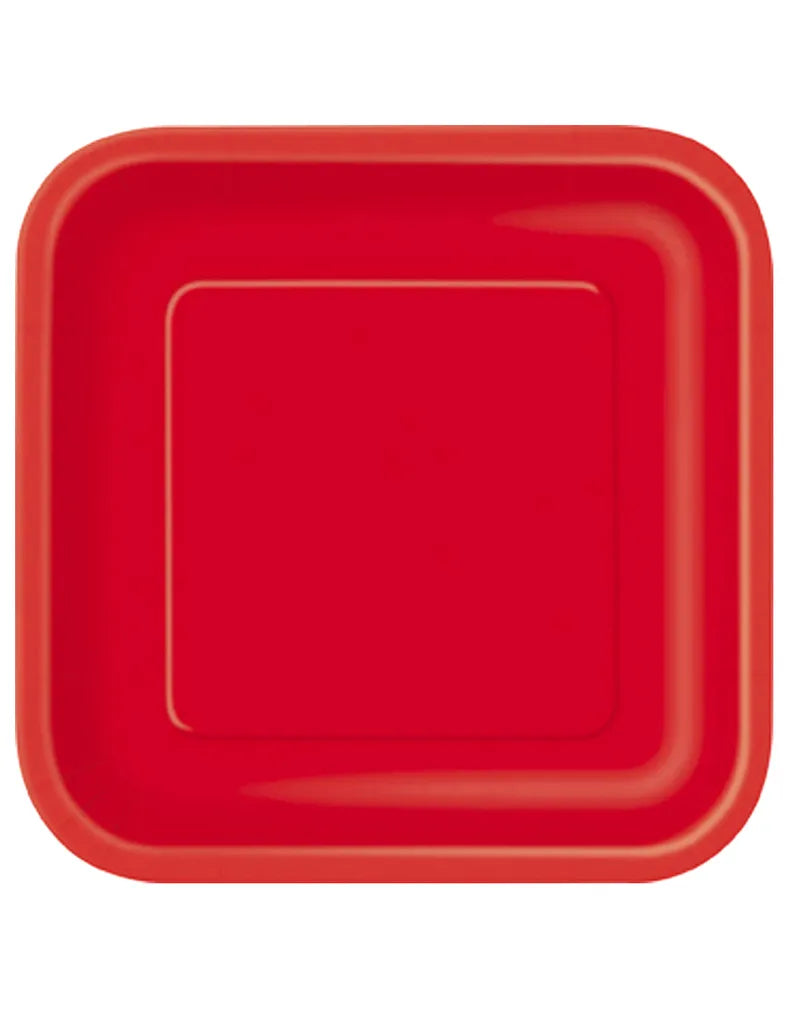 Unique Party Pappteller Quadratisch 14 Stück Rot 23cm