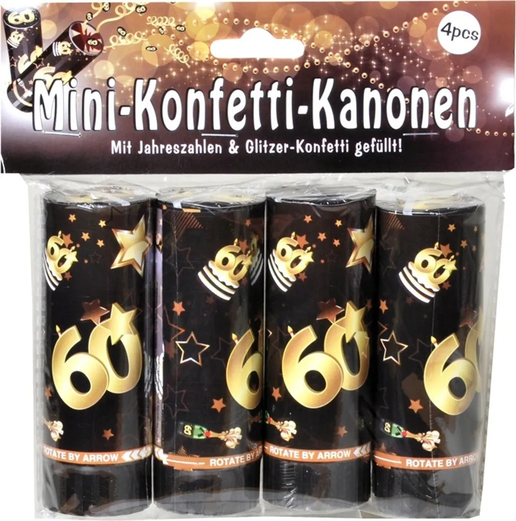  4 Mini Konfetti Kanonen Geburtstag 60