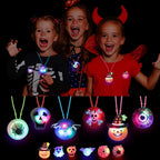  Halloween-Lichter, 24 Stück, Halloween-LED-Halsketten, Armbänder, Kürbis, Geist, Piraten, Spinne, Augapfel, Halloween, Partygeschenk, Blinkende Dekoration, Trick-Leckereien, Geschenktütenfüller Für Frauen Und Männer, Familie