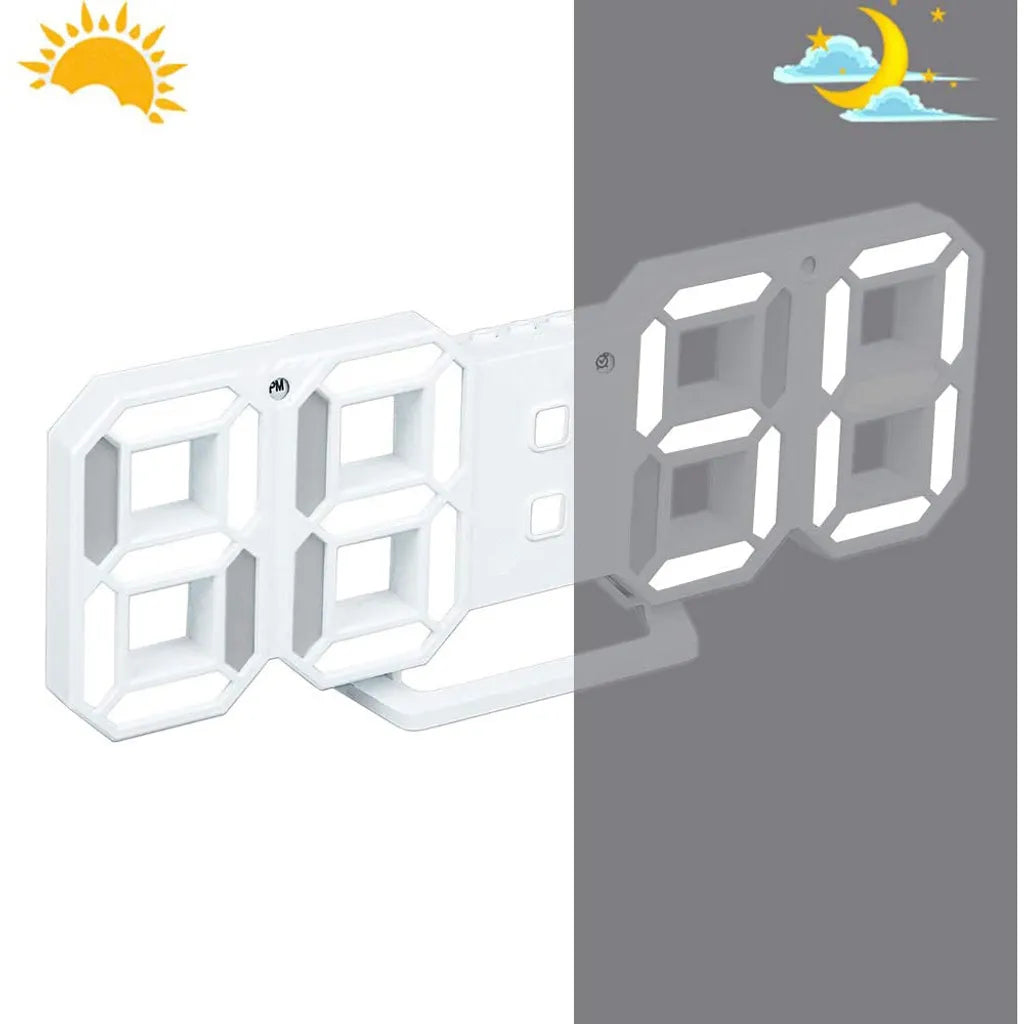  Digitaler Wecker Fashion Smart Elektronische Wanduhr 12H/24H Zeitanzeige Nacht Wanduhr Helligkeit Einstellbar 3D Digitaluhr Wecker Für Schlafzimmer Büro