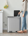 SONGMICS Mülleimer 60L Mit Müllbeutel Treteimer 2 X 30L Edelstahl Abfalleimer Mit Inneneimer Fingerabdruckfrei Mit Handgriffen Trennsysteme LTB60NL