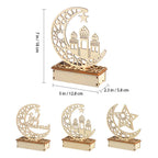  LED Holz Mond Lampe Nachtlicht Muslim Ramadan Eid Mubarak Deko Tischdekoration Dekoleuchten
