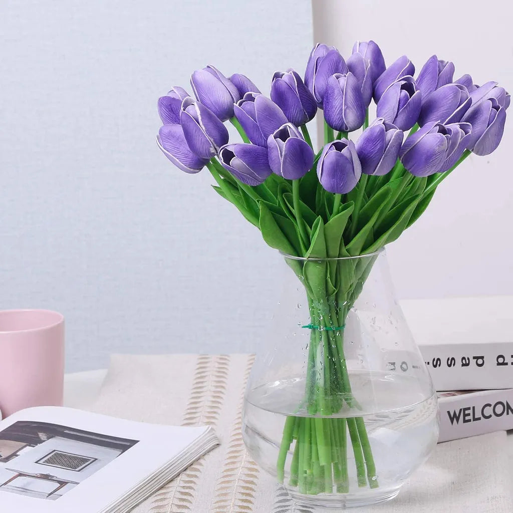  10er Künstliche Tulpe Blume Kunstblumen Gefälschte Blumen Bukett Künstlich Tulpe Lila