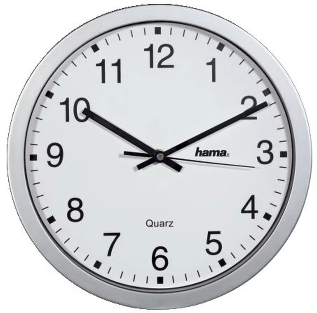 Hama Wanduhr CWA100 00186411 30cm Rund Analog Silber +Batterien