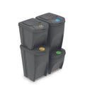  4er Set Mülleimer GRAU Küche 2x25L Und 2x35L Behälter Abfalleimer Sortibox Mülleimer Mülltrennsystem
