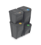  4er Set Mülleimer GRAU Küche 2x25L Und 2x35L Behälter Abfalleimer Sortibox Mülleimer Mülltrennsystem