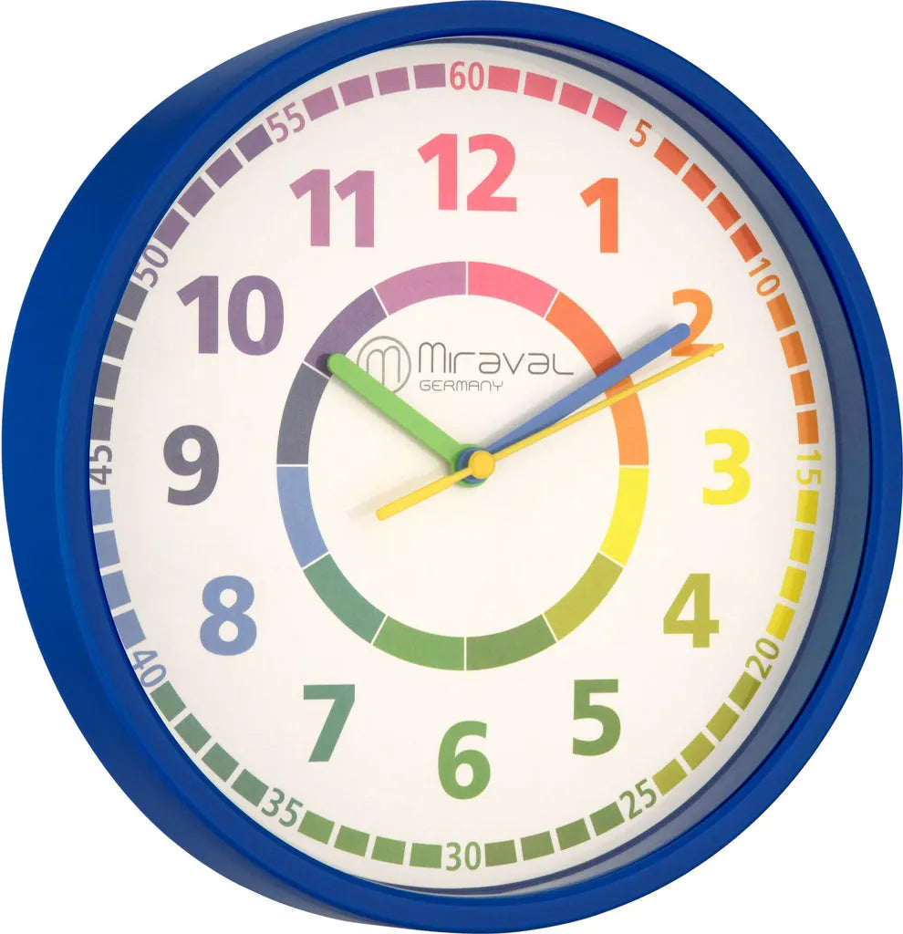  Miraval Kinderwanduhr Lernzifferblatt 220 Mm Geräuschlos Lautlos Kein Ticken Kunststoff Kinderuhr Kinderzimmer Blau - 4-MV1002-1 Ostergeschenk
