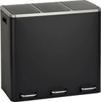  SVITA TM3X18 Treteimer 54 Liter 3x 18L Schwarz Abfalleimer Mülleimer Mülltrennung Stahl