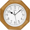  AMS 5512 Wanduhr Funk Funkwanduhr Analog Holzrahmen Eiche Farben Achteckig