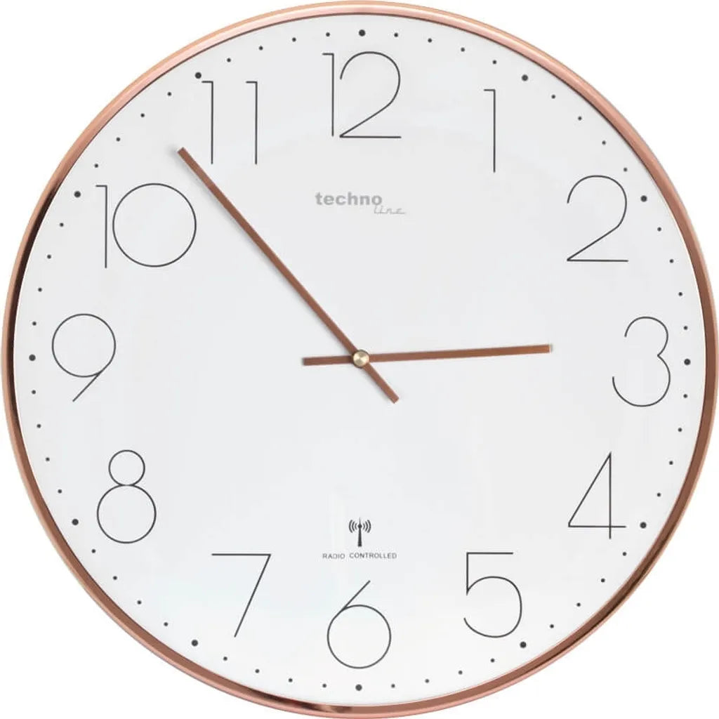  Technoline Funk-Wanduhr, Ø 350 Mm, Roségold, Analog,