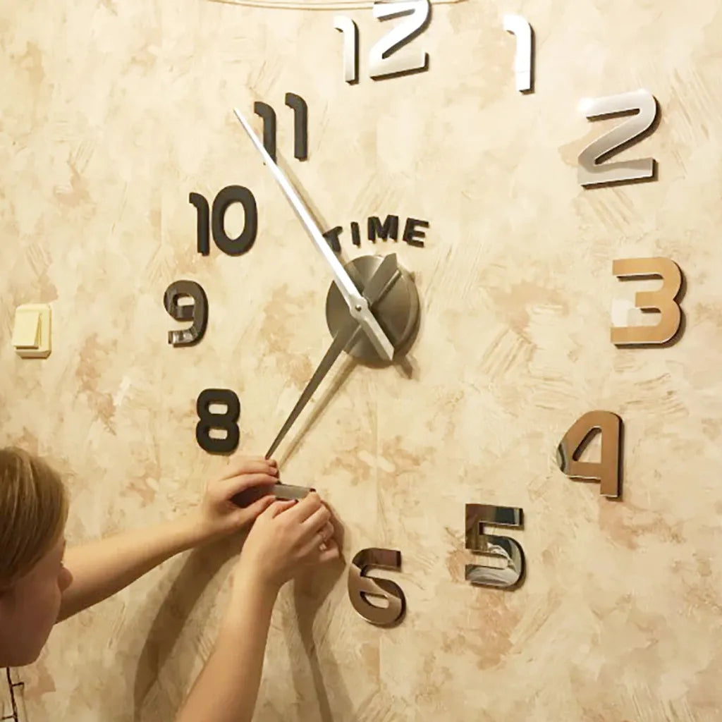  3D Wanduhren Wanduhr Groß Uhr Mute Decor Wandtattoo Modern Deko Geschenk Home Office Büro DIY Wohnwand Wohnzimmer Wand Decoration Design Schwarz Retoo