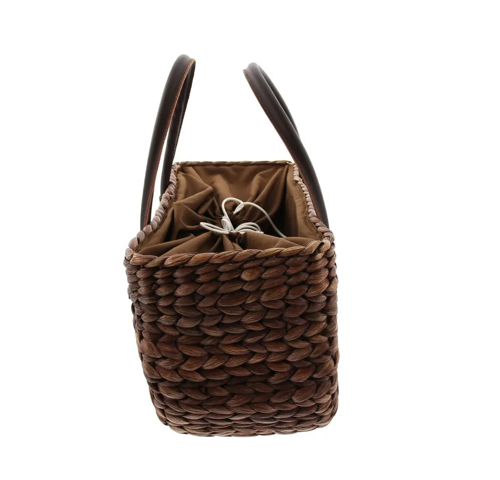  Maisstroh-Tasche, Mokka, T43 X B20 X H24 Cm, GH44 Cm, Einkaufstasche,Tragetasche