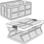  5-er Set - KLAPPBOX - Silber-Anthrazit - Faltbox Lagerbox Einkaufsbox 45 Liter 4 Griffe Aufbewahrungsbox Kunststoff Soft-Touch Softgriff Faltbox Set Klappbox Set NEU