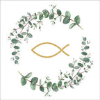  20 Cocktail-Servietten Fisch Eukalyptus Kommunion Komfirmation