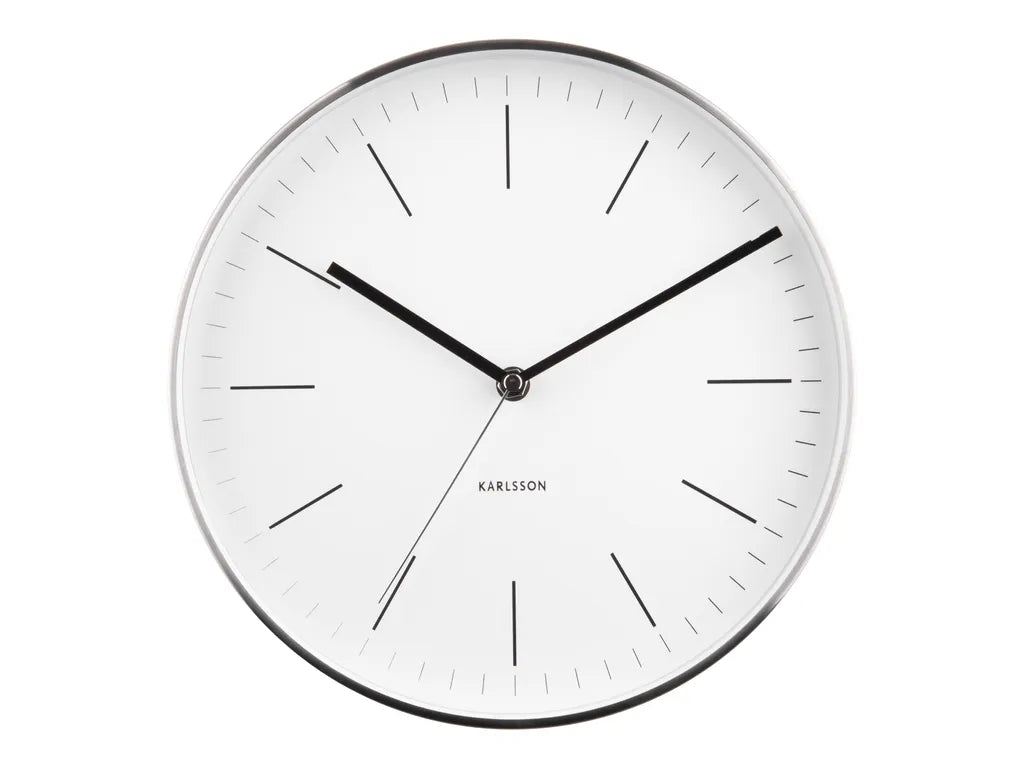  Karlsson - Wanduhr Minimal - Weiß/Nickel - Ø27,5cm