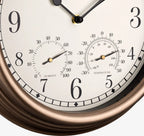  Navaris Outdoor Wanduhr Analog - Mit Thermometer Und Hygrometer Anzeige - 30,5 X 4,9cm - Runde Uhr Zum Aufhängen Ohne Ticken - Deko Garten Wand Uhr