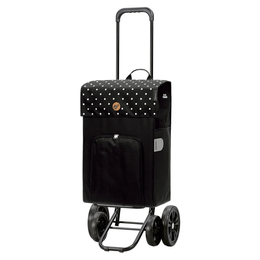  Andersen Shopper Quattro Mit 4 Rädern, Höhenverstellbar Mit Rad Ø 15 Und 20cm Und 45 Liter Tasche Malit Schwarz Mit Kühlfach
