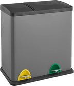  SVITA TC2Combo35 Mülleimer Grau Stahl Abfalleimer Mülltrennung (12l + 23l) Papierkorb