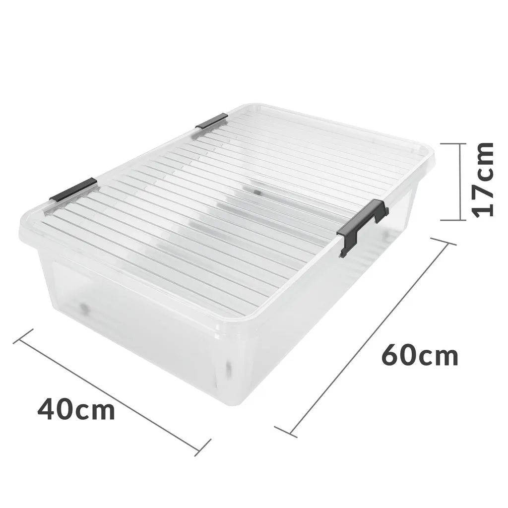  Deuba Aufbewahrungsbox Deckel Stapelbar Transparent Rollen Kunststoff BPA Frei Wohnzimmer Schlafzimmer Kinderzimmer 60L/30L, Volumen:30L