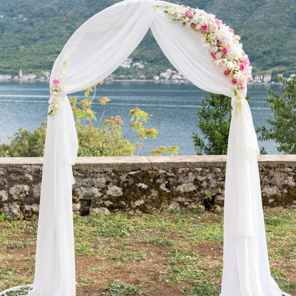  Chiffon-Vorhang Hochzeitsbogen Drapieren Stoff, Umweltfreundliche Zarte Textur Schön Hochzeitsdekorationen Im Freien （1 Panels，Weiß）