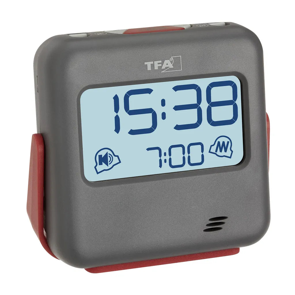 TFA Dostmann TFA Reisewecker, Digital, Extra Laut, Mit Schlummerfunktion, Grau