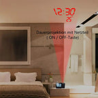  Projektionswecker Für Schlafzimmer, Digitaler Wecker Mit Großer LED-Anzeige Und Dimmer, 180 °Projektor, USB-Ladegerät, 12/24 H, Sommerzeit, Schlummer, Schreibtischwand-Deckenuhr Für ältere Kinder