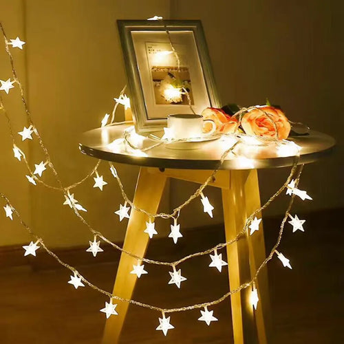  20 LED-Sternen-Lichterketten, Märchen-Weihnachtsbeleuchtung, Batteriebetrieben, Für Party-, Hochzeits- Und Feiertagsdekorationen, Warmweiß