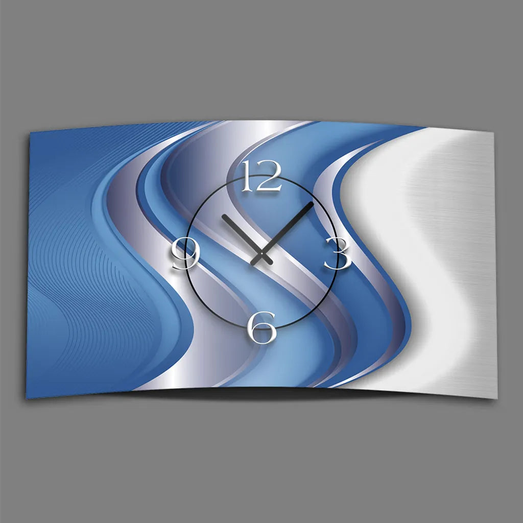  Abstrakt Blau Silber Designer Wanduhr Modernes Wanduhren Design Leise Kein Ticken Dixtime 3DS-0024