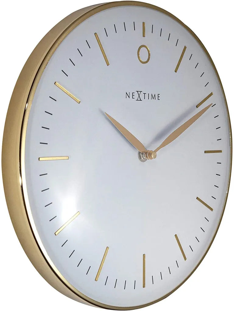  NeXtime 3256WI Small Design-Wanduhr, Leise, Weiß, Gold, 30 Cm