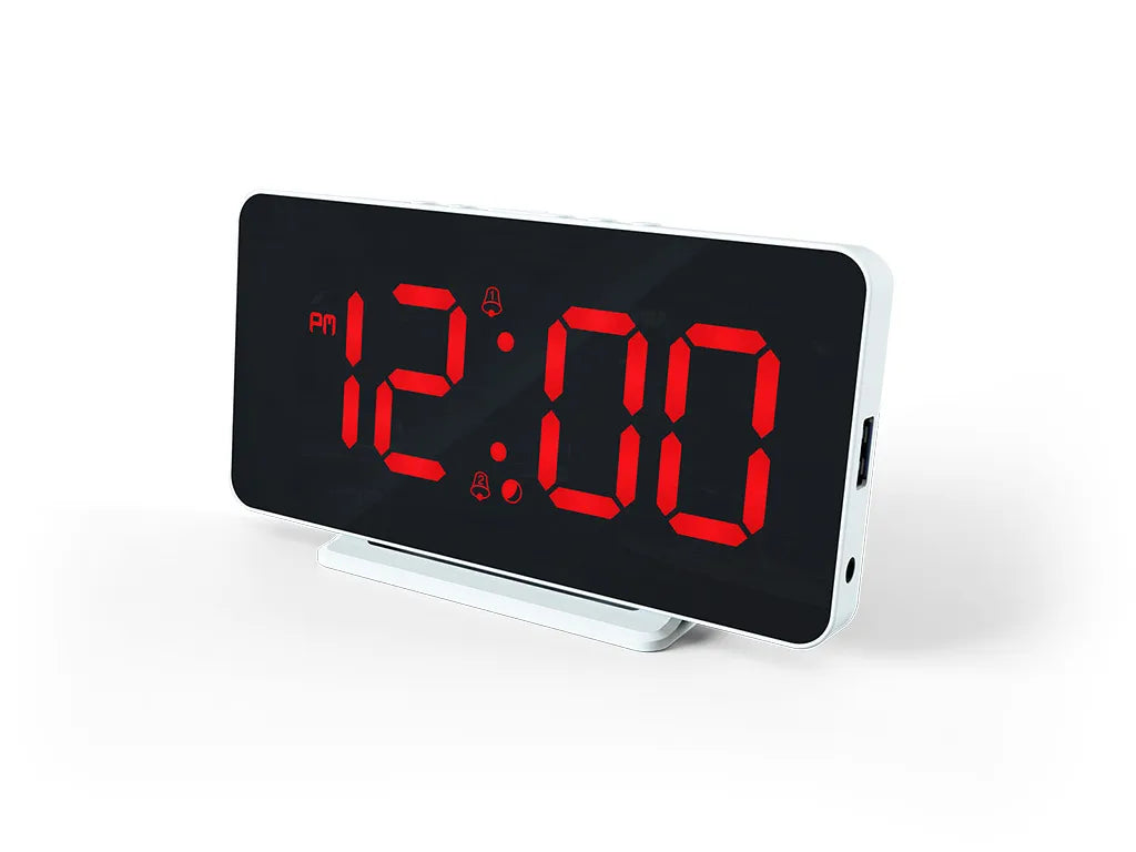  Caliber Slim-line Digitaler Wecker - Dualer Wecker - Großes Rotes Display - USB-Anschluss (HCG022)