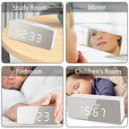  LED Spiegel Digitaler Wecker, Desktop USB Elektronisches Thermometer Am Bett Digitaler Wecker