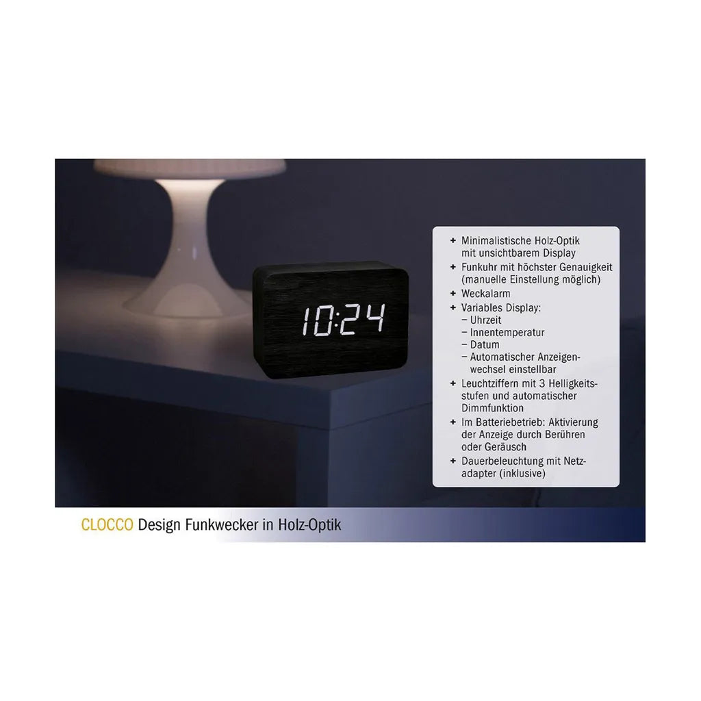  Digitaler Funkwecker TFA Clocco, Braun, Orangene LED