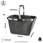  Einkaufskorb Faltbar Filz Aluminium Gestell Hellgrau 48x28x29cm Korb Filzkorb Tragekorb Shopper