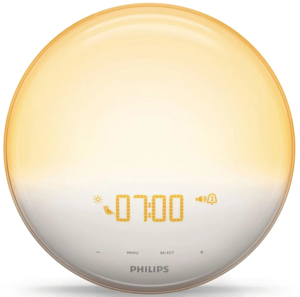  Philips HF3519/01 Wake-up Light (Sonnenaufgangfunktion, Digitales Fm Radio, Tageslichtwecker) Weiß