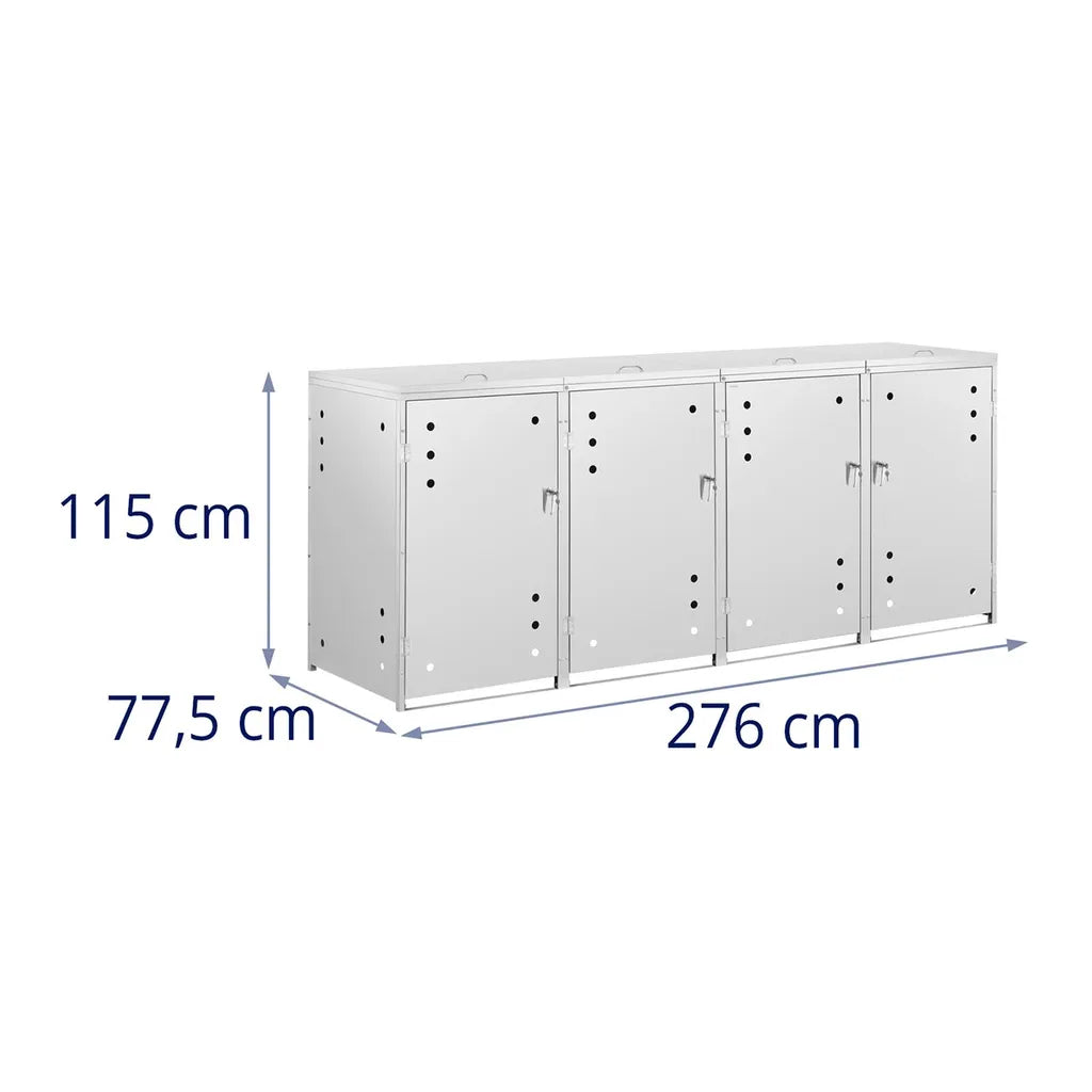  Mülltonnenbox Edelstahl Mülltonnenverkleidung Mülleimerbox 4 X 240 L Schloss