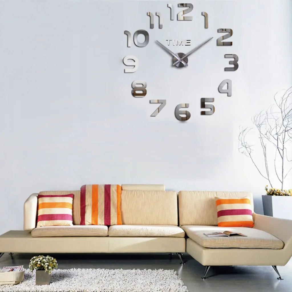  3D Wanduhren Wanduhr Groß Uhr Mute Decor Wandtattoo Modern Deko Geschenk Home Office Büro DIY Wohnwand Wohnzimmer Wand Decoration Design Schwarz Retoo