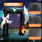  COSTWAY LED Aufblasbarer Halloween-Torbogen 223cm, Festliche Halloween-Dekoration Mit 2 Geistern & 2 Spinnen, Inkl. Wasserdichtem Gebläse, Für Die Veranda, Garten
