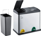  SVITA TC2 Combo26 Papierkorb Mülleimer Mülltrennung Edelstahl 8L+18L Silber