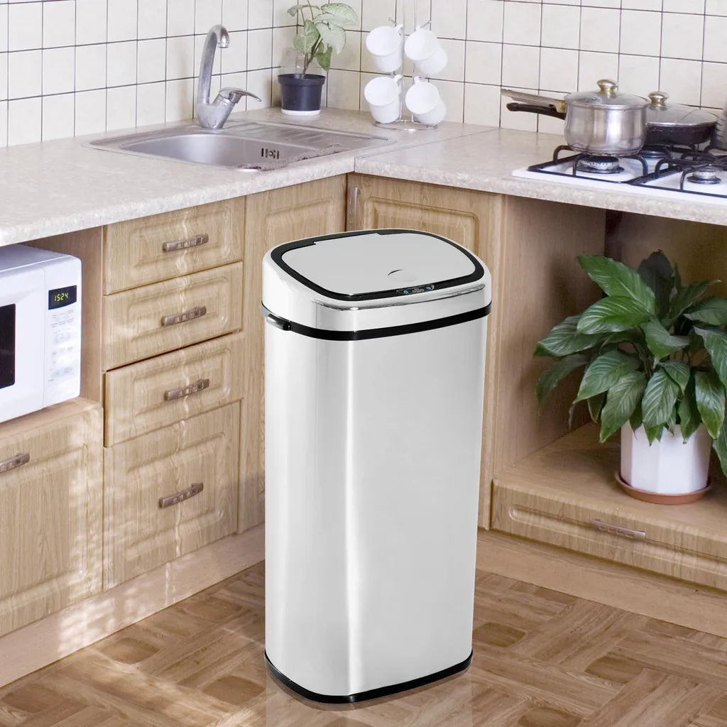  HOMCOM Mülleimer Automatik Mit Sensor Abfalleimer Küche Edelstahl 50/68L Silber (68L)