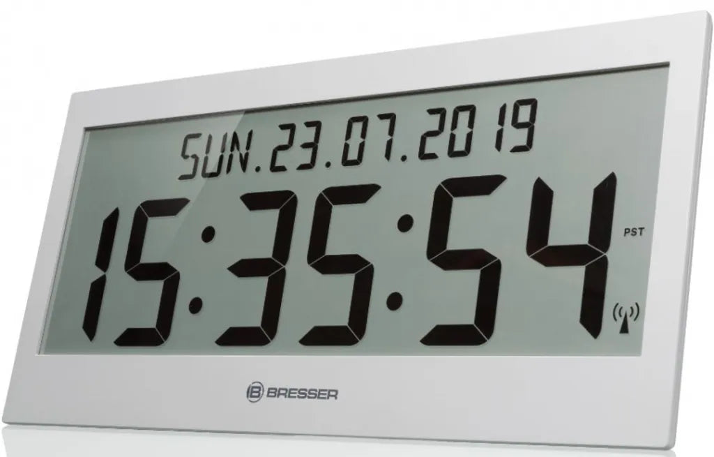  BRESSER LCD Jumbo DCF Funkuhr Wanduhr Farbe: Grau