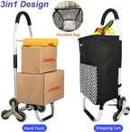  LBLA Einkaufstrolley 48L Klappbar Mit Treppensteiger/Treppenklettern, Mehrzweckwagen Multifunktional, Einkaufswagen Mit Edelstahlrahmen, Wasserdichte Segeltuchtasche Mit Kühlfach