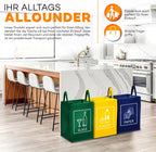  TRESKO 3er Set Recycling Englisch Müll Sortiertaschen Mülltrennsystem Mülleimer Mülltrenner Trennsystem Abfalltrennsystem