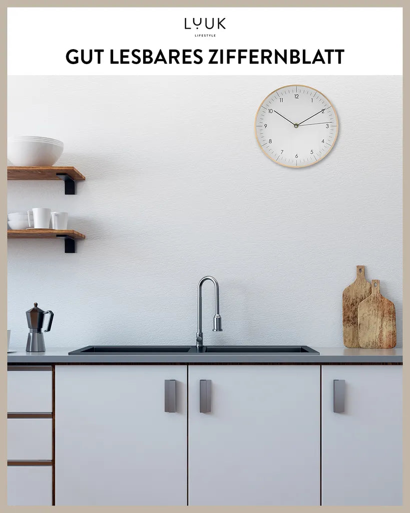  LUUK LIFESTYLE Große Quarz-Wanduhr, Leisem, Nicht Tickendem Uhrwerk, Nordisches Design, Innendekoration Für Wohnzimmer, Küche, Schlafzimmer, Farbe Weiß Und Gold
