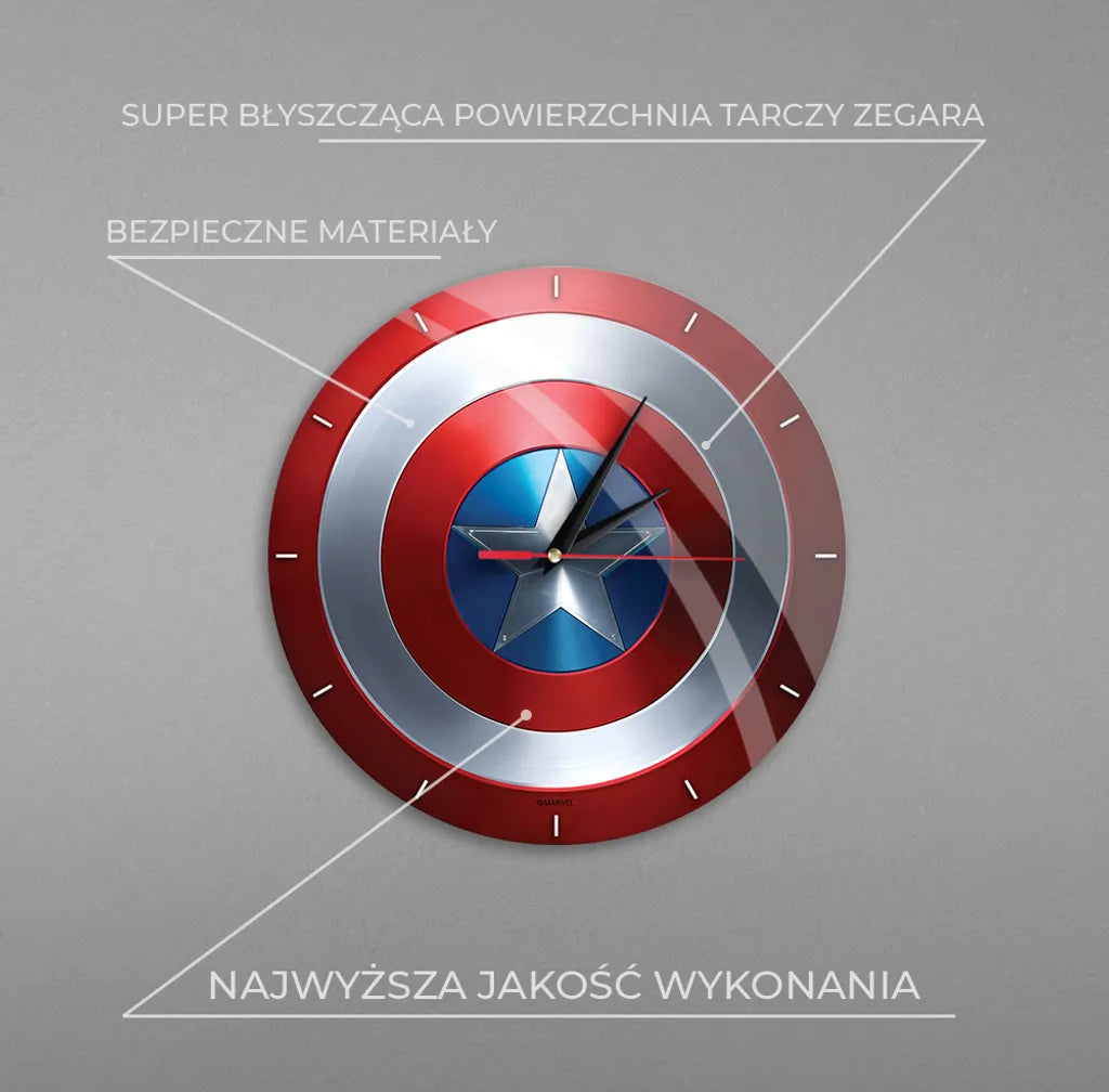  Wanduhr Glänzend - Captain America Marvel Red