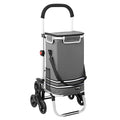  Monzana 2in1 Einkaufstrolley 30kg Klappbar Abnehmbare Tasche 6 Rollen Kühltasche Einkaufswagen Einkaufshilfe Treppensteiger , Farbe:Grau