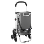  Monzana 2in1 Einkaufstrolley 30kg Klappbar Abnehmbare Tasche 6 Rollen Kühltasche Einkaufswagen Einkaufshilfe Treppensteiger , Farbe:Grau