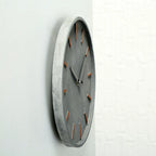  LS-LebenStil Vintage Wanduhr Beton Grau Kupfer 28cm Rund Schwarze Zeiger Quarzuhr Küchenuhr