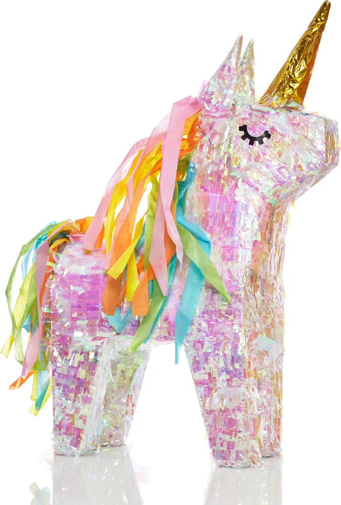  Lumaland Pinata Set Zum Befüllen Inkl. Schläger Maske Und 50g Konfetti Einhorn Magic Holographic Unicorn Ca. 40x14x54 Cm