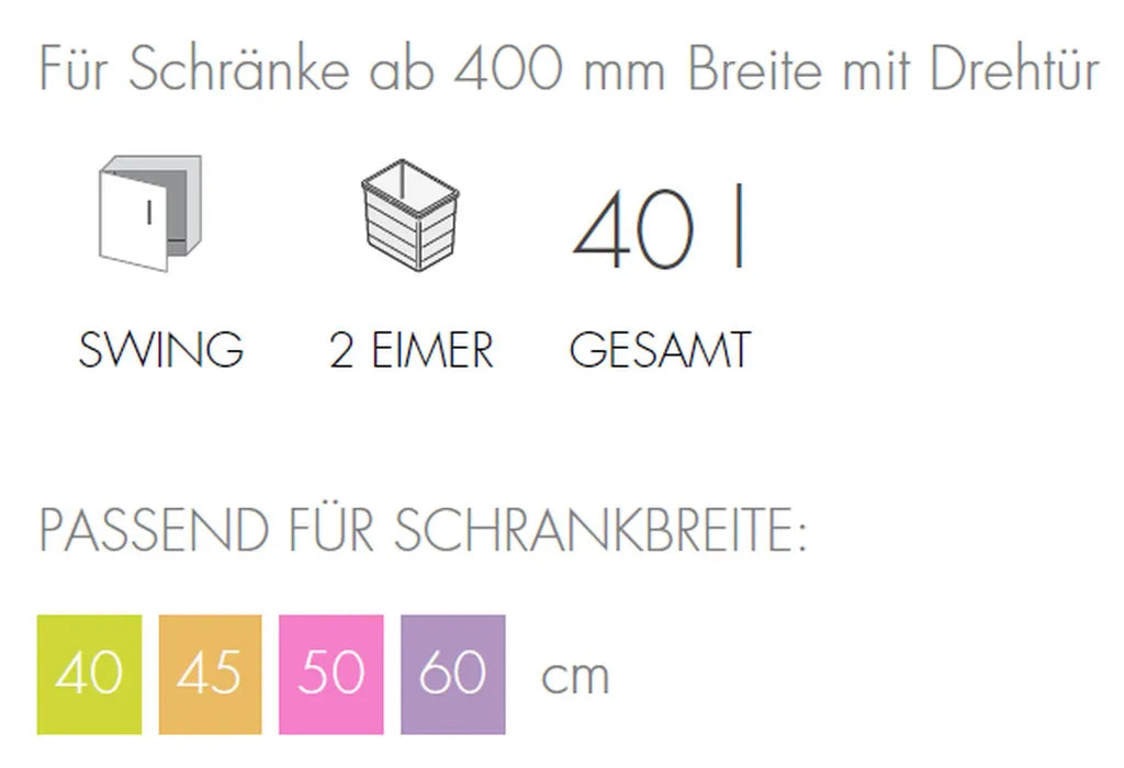 Hailo Mülleimer Küche, Einbau Ab 40 Cm Schrank, 2-fach Abfalleimer