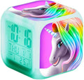  Digital Wecker Einhorn LED Beleuchtung Kinder Einhornwecker Cartoon Wecker 8*8*8cm